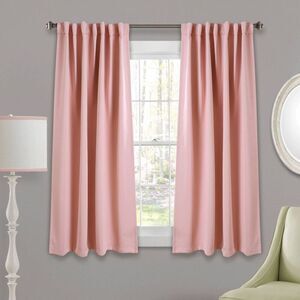 Lush Decor - 63"x52" Insulated Back Tab Blackout Window Curtain Pink